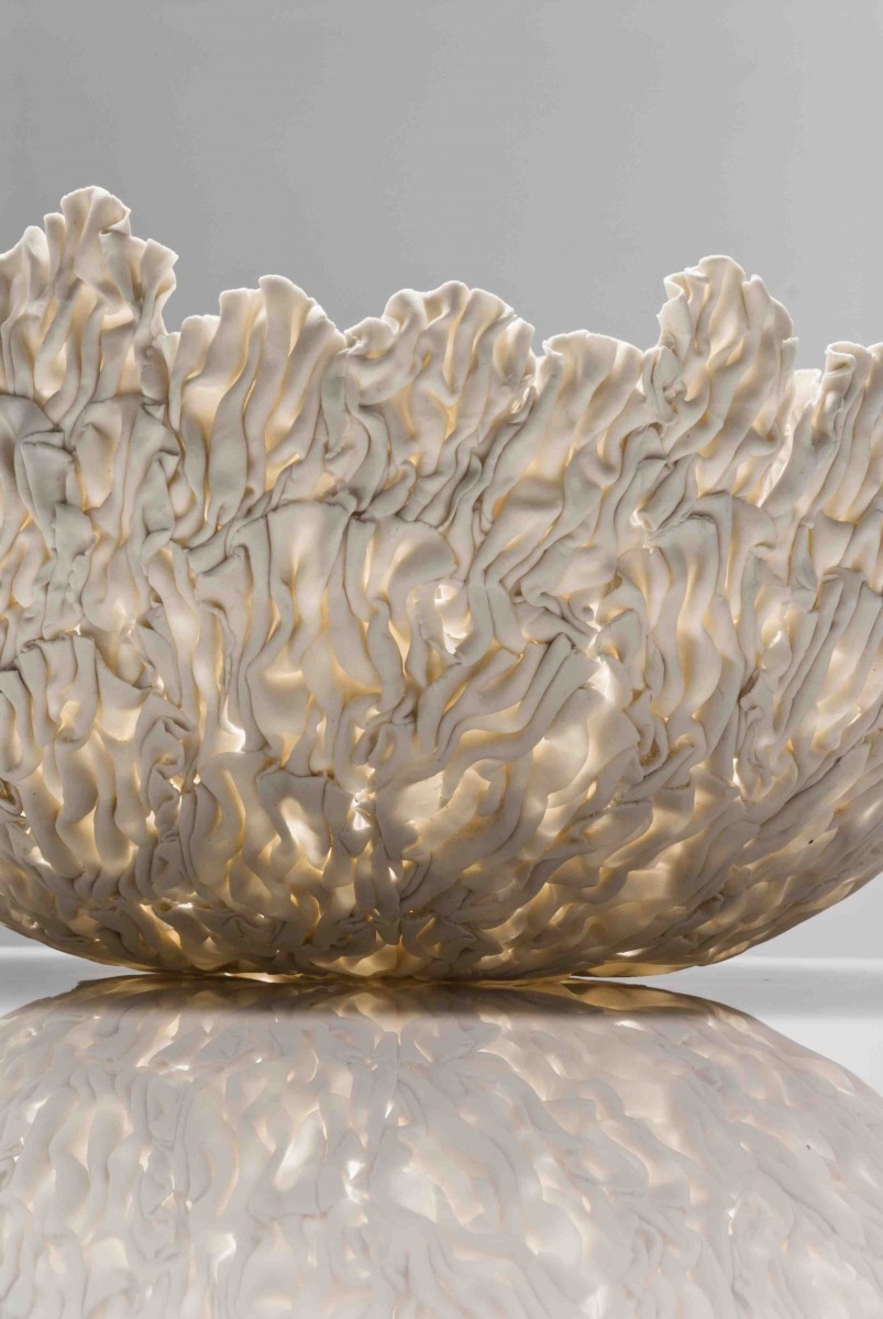 Jo Wood - Coral Bowl 1 - Cool Ice Porcelain - 16cm x 30cm - Photo Greg Piper