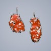 Car wreck earrings, orange and white 