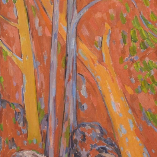 Trees Against an Orange Background 