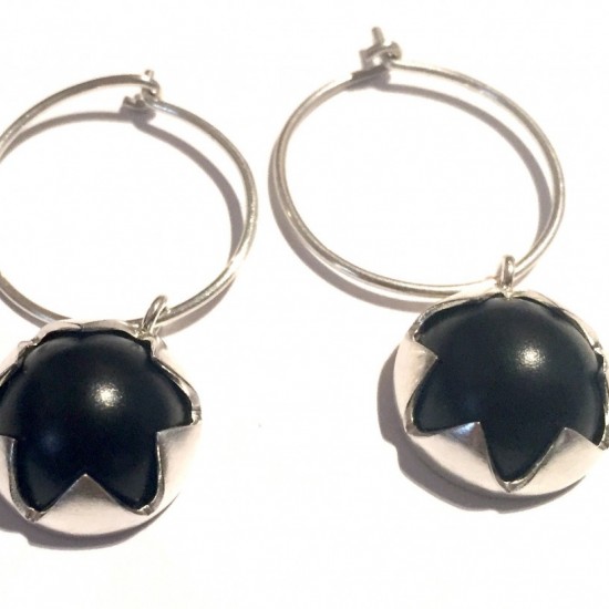 Vicki Mason - Black domed corona hoop earrings 